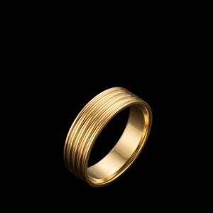 Gold Ribbed Grooved Band Ring Stainless Steel Men’s Women’s Size 11